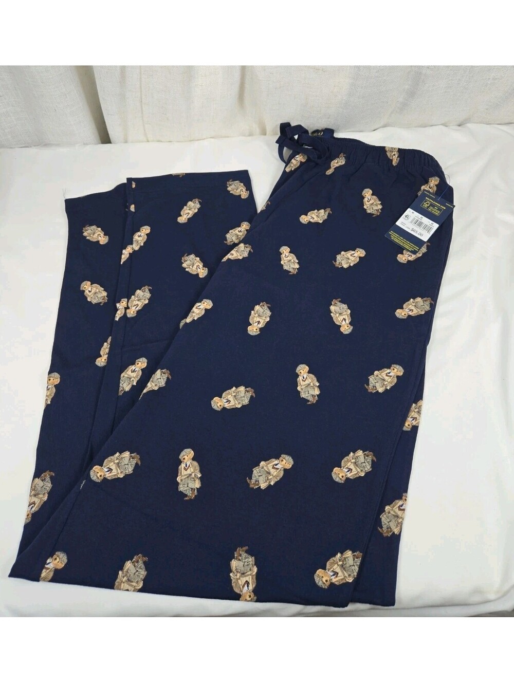 Polo Ralph Lauren Mens Bear Pajama Pants Medium Navy Cotton Lounge Sleepwear